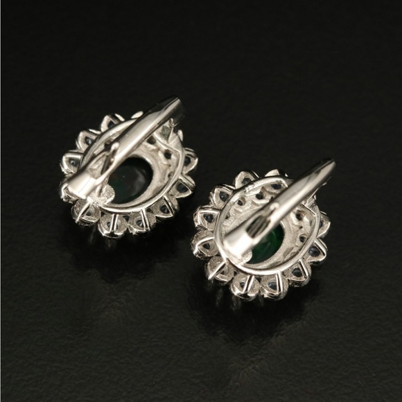 Genuine Black Opal and sapphire earrings - Picture 5 of 6